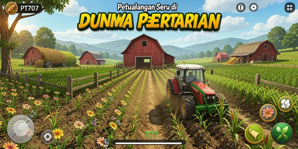 Gameplay seru PT707 dengan berbagai aktivitas pertanian.
