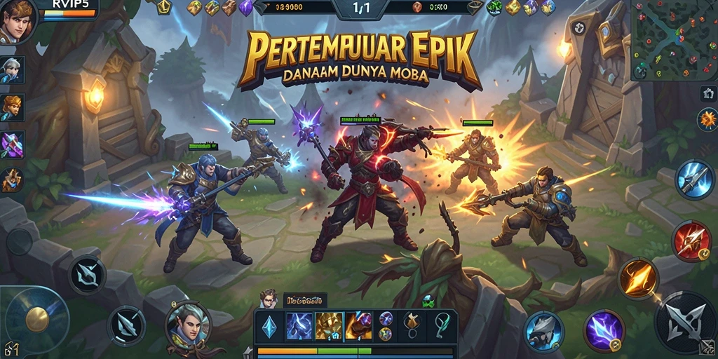 Gameplay seru dan strategis dari RVIP5 MOBA.