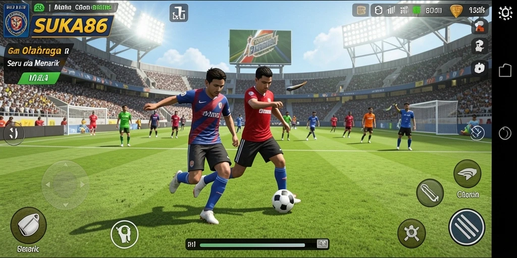 Tangkapan layar gameplay yang menampilkan pertandingan seru dalam SUKA86.