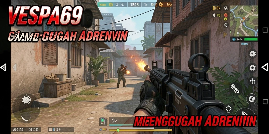 Screenshot utama menunjukkan aksi mendebarkan dalam gameplay FPS VESPA69.